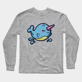 Cute Grinning Narwhal Long Sleeve T-Shirt